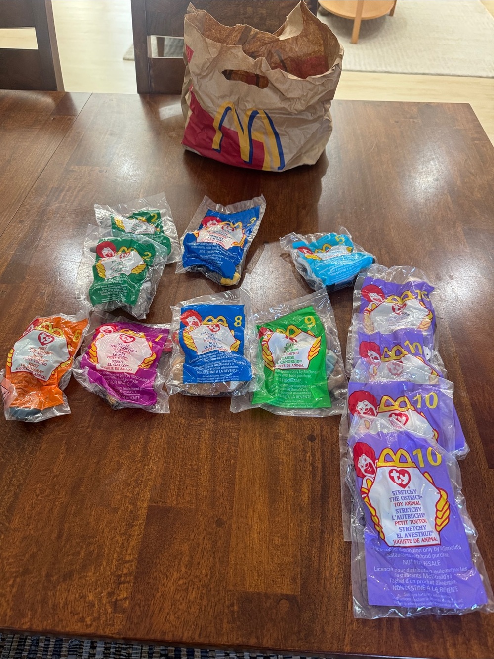 New lot of 12 McDonalds Teenie Beanie Collab from late 90s with McDonald 90s bag